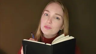 ASMR | Asking You Personal Questions (whispered, pencil sounds, crackling fireplace)