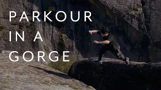 Doing Parkour at the Consumnes River Gorge