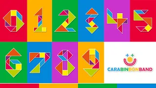 Puzzles for children - how to make all the numbers from 0 to 9 in Tangram - By CARA BIN BON BAND