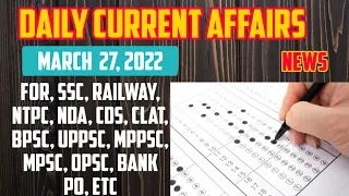 27 March 2022 Current Affairs in English & Hindi by GK Today | Current Affairs Daily MCQs -2022