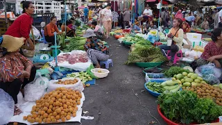 Morning Food Market @ChbarAmpov - Activities Of Khmer People Buying Food For Selling Daily Lifestyle