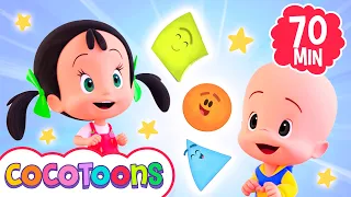 The Shapes Song 🔺🟢🟨 and more Nursery Rhymes for kids from Cleo and Cuquin | Cocotoons
