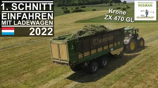 1. Schnitt einfahren | John Deere 6250R & Krone ZX 470 GL | Luxemburg 2022