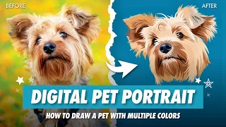 How to Make a DIGITAL PET PORTRAIT in Procreate Tutorial | Draw Dog with Multiple Colors on iPad