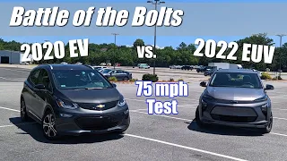 Chevy Bolt EUV vs 2020 Bolt EV: Efficiency & Range Comparison at 75mph w/ @PCsandEVs