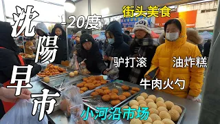 Morning market in Shenyang, China, -20°, strange street food/Shenyang market/4k