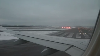 Finnair AY 2937 Helsinki Vantaa to Manchester E190 Takeoff with ATC snow lentokentälle. lentokone