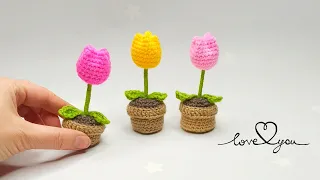 🌷Super idea 🌷 How to crochet a small tulip flower amigurumi 🌷
