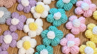 【Crochet】 Puff Flower Tutorial 【Beginner Friendly】