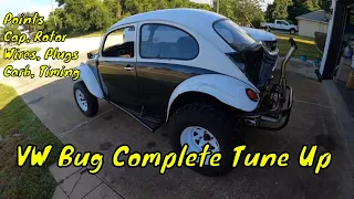 VW Baja Beetle - Teaching The Kid - Tune Up, Timing, Carb Upgrade and Tuning