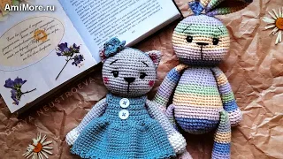 Амигуруми: схема Зайка и кошечка. Игрушки вязаные крючком - Free crochet patterns.