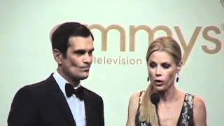 Ty Burrell and Julie Bowen discuss their Emmy wins for "Modern Family"