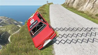 Mobil Kecelakaan Vs Paku Jatuh Kejurang Mobil Rusak Hancur Terguling Beamng.Drive Crash Games