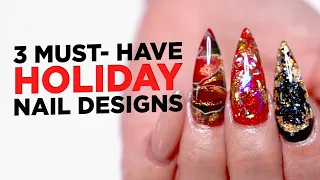 3 Holiday Dimensional Nail Designs!!