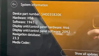 Mk8 Golf 1941 infotainment software update