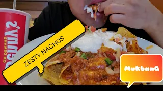 TRYING ZESTY NACHOS OF DENNY'S//MUKBANG (no talking)