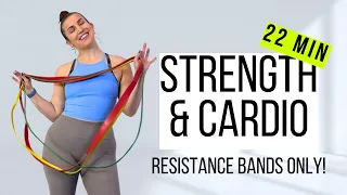 22 MIN FULL BODY STRENGTH & CARDIO (No Jumping/Apartment Friendly, Resistance Bands Only)
