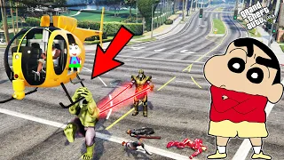 GTA 5 : SHINCHAN Saving Hulk From Thanos With Avengers Army in GTA 5 ! | Techerz