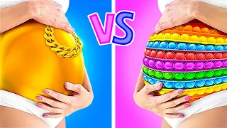 RICH PREGNANT VS BROKE PREGNANT || Cool Pregnancy Moments by 123 GO GOLD !