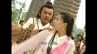 Zhang Wuji saved Zhou Zhiruo regardless of his own safety. Zhao Min was jealous, "Do you like her?"