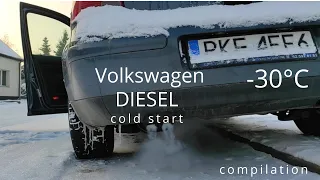 Full Volkswagen extreme DIESEL cold start compilation (-30*C and more) TDI engines