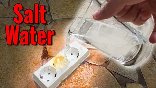 What happens if you spill salt water on a power outlet