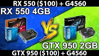 RX 550 (4GB) vs GTX 950 (2GB) || Pentium G4560 || Comparison