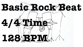 128 BPM Rock Drum Beat - 4/4 Time - Rock Drum Backing Track- Drum Loop 128 Beats per Minute - 128BPM