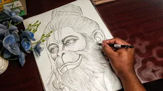 How to Draw Hanuman Ji😍Lord Hanuman Drawing, Outline Tutorial.