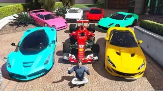 GTA 5 - Stealing Luxury Ferrari Cars with Michael! (Real Life Cars #06)