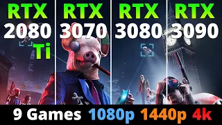 RTX 2080 Ti vs RTX 3070 vs RTX 3080 vs RTX 3090 - Test in 9 Games 1080p 1440p and 4K