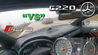Mercedes C220 CDI W203 "vs" RS 6 | 150 HP | 100-200 kmh Acceleration & Top speed on Autobahn