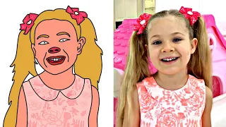 Diana and Roma Oliver at the Toy Festival Drawing Memes | Diana Show Crazy Funny Arts