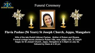 Funeral Ceremony Of Flavia Pashao (56 Years) St Joseph Church, Jeppu, Mangalore