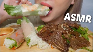 Bbq Short Ribs Vermicelli with Fresh Spring Salad Roll * No Talking ASMR Relaxing Eating Sounds |N.E