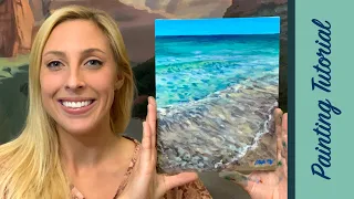 Shallow Water Beach Acrylic Painting Tutorial in REAL TIME
