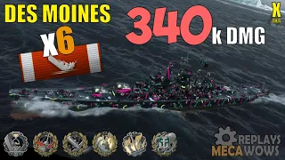 Des Moines 6 Kills & 340k Damage | World of Warships Gameplay