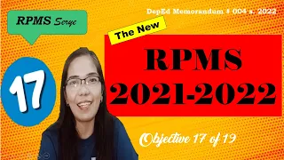RPMS 2021-2022 Objective 17 with complete explanation and actual MOVs | Teacher Racky