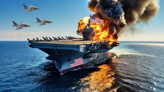 1 Minutes Ago! Russian SU27 Jet Destroys US Aircraft Carrier Carrying 334 Armored Vehicles