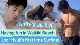 Nam Joo-Hyuk is having fun in Waikiki Beach!🏄‍♂️