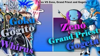 Goku, Gogito and Whirus VS Zeno, Grand Priest and Gogeta | Power Levels