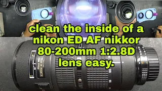 how to clean the front element on a nikon ED AF nikkor 80-200mm 1:2.8 D lens.