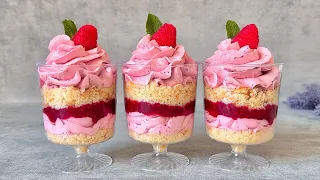 Raspberry no bake dessert cups. It will melt in your mouth! Easy and Yummy!