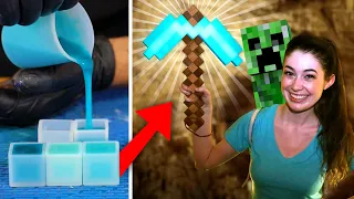 We Made a GLOWING Resin Minecraft Diamond Pickaxe… & took it to a REAL CAVE