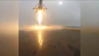 Неудачная посадка ступени ракета Falcon 9, на видео взрыв ступени