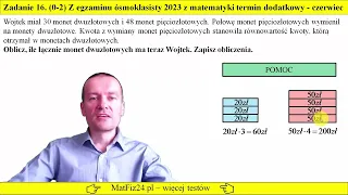 Zadanie 16 Egzamin ósmoklasisty z matematyki 2023 czerwiec-termin dodatkowy | MatFiz24.pl