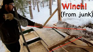 Loading Logs with a Winch | Sawmill Upgrade (from junk)