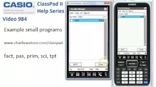 ClassPad Help 984 - Example Small Programs