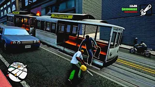 CJ Stops the Tram Trolley GTA San Andreas Definitive Edition Fails & Funny Moments