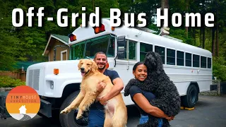 Digital Nomad Couple's DIY Off Grid School Bus Conversion Tiny House